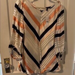 White House Black Market Striped V-Neck Blouse